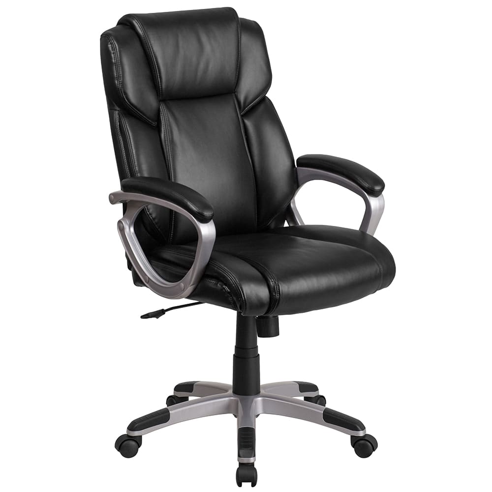 Flash Furniture GO-2236M-BK-GG Swivel Office Chair w/ Mid Back - Black LeatherSoft Upholstery