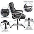 Flash Furniture GO-2236M-BK-GG Swivel Office Chair w/ Mid Back - Black LeatherSoft Upholstery thumbnail 6