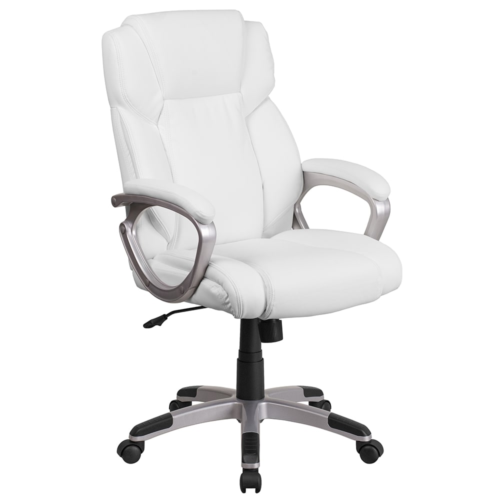 Flash Furniture GO-2236M-WH-GG Swivel Office Chair w/ Mid Back - White LeatherSoft Upholstery