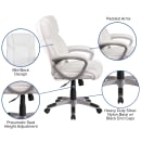 Flash Furniture GO-2236M-WH-GG Swivel Office Chair w/ Mid Back - White LeatherSoft Upholstery thumbnail 6