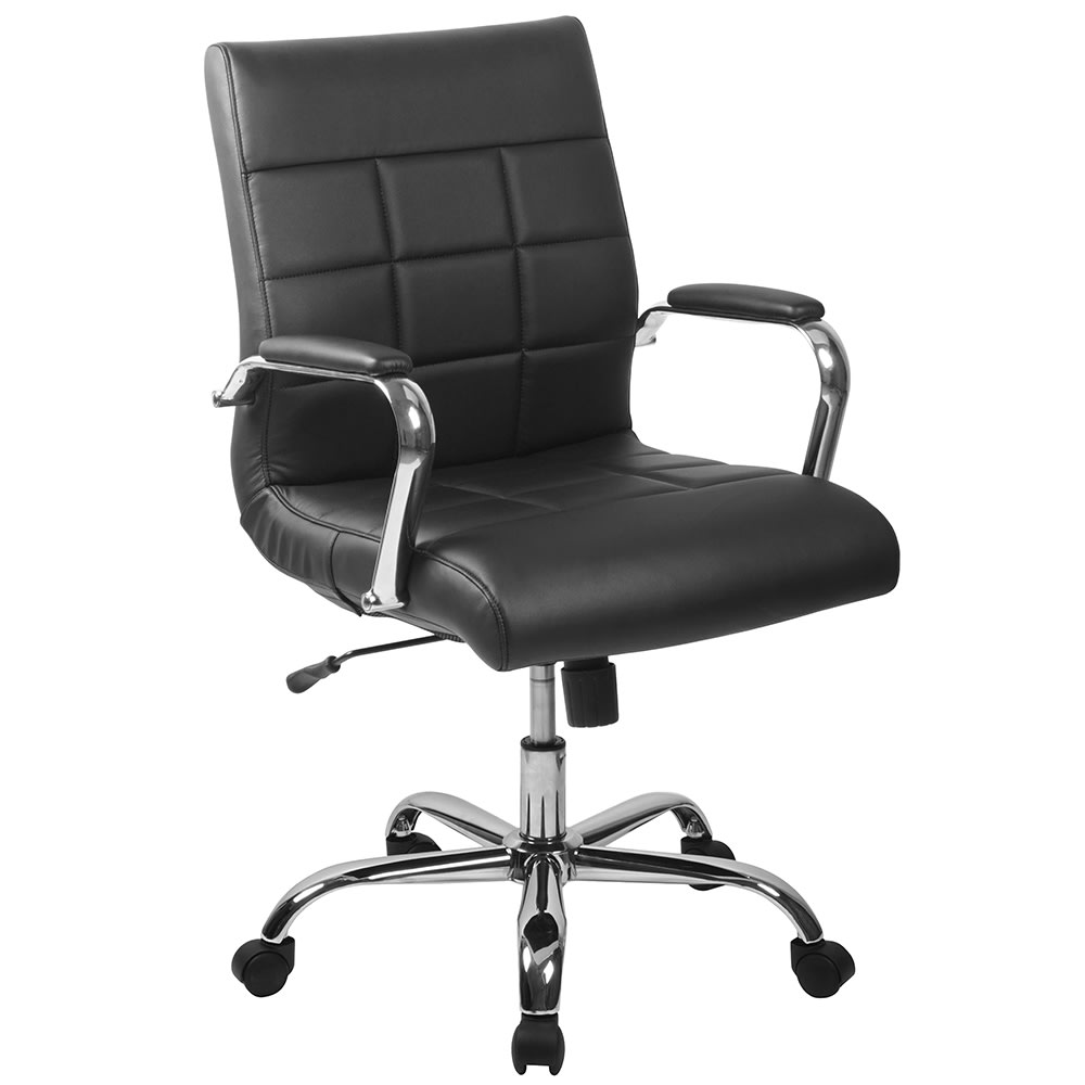 Flash Furniture GO-2240-BK-GG Swivel Office Chair w/ Mid Back - Black Vinyl Upholstery