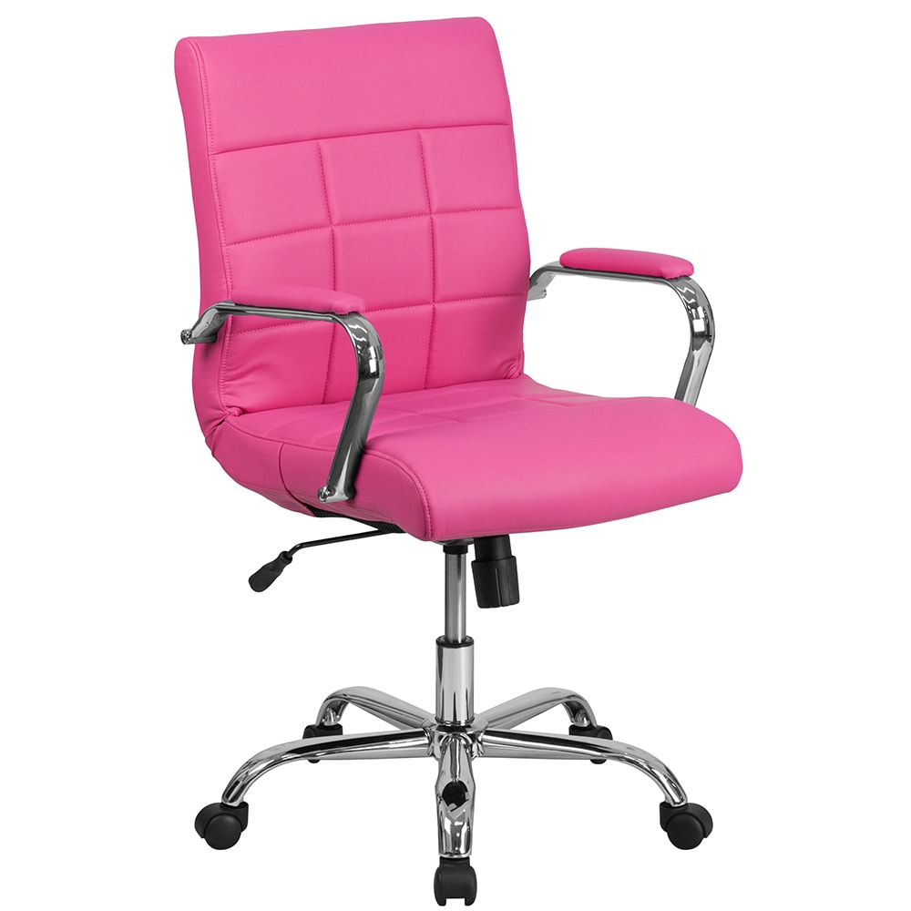 Flash Furniture GO-2240-PK-GG Swivel Office Chair w/ Mid Back - Pink Vinyl Upholstery