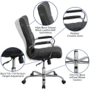 Flash Furniture GO-2286H-BK-GG Swivel Office Chair w/ High Back - Black LeatherSoft Upholstery thumbnail 6