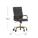 Flash Furniture GO-2286H-BK-GLD-RLB-GG Swivel Office Chair w/ High Back - Black LeatherSoft Upholstery, Gold thumbnail 2