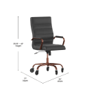 Flash Furniture GO-2286H-BK-RSGLD-RLB-GG Swivel Office Chair w/ High Back - Black LeatherSoft Upholstery, Rose Gold thumbnail 2