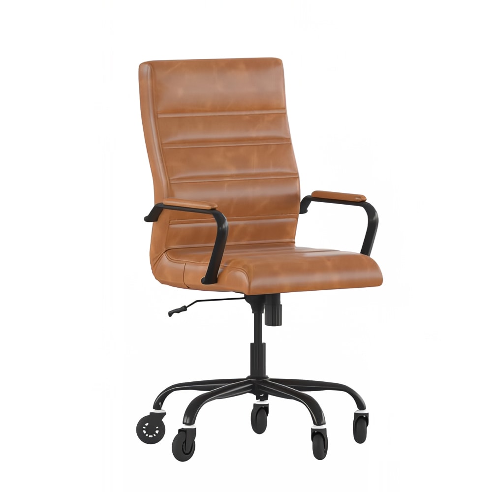 Flash Furniture GO-2286H-BR-BK-RLB-GG Swivel Office Chair w/ High Back - Brown LeatherSoft Upholstery, Black