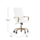 Flash Furniture GO-2286H-WH-GLD-RLB-GG Swivel Office Chair w/ High Back - White LeatherSoft Upholstery, Gold thumbnail 2