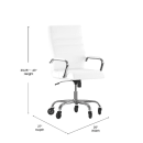 Flash Furniture GO-2286H-WH-RLB-GG Swivel Office Chair w/ High Back - White LeatherSoft Upholstery, Chrome thumbnail 2