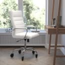 Flash Furniture GO-2286H-WH-RLB-GG Swivel Office Chair w/ High Back - White LeatherSoft Upholstery, Chrome thumbnail 4