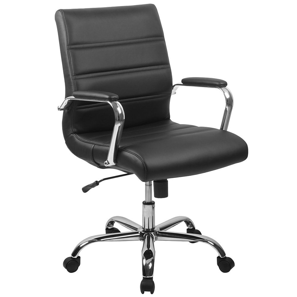 Flash Furniture GO-2286M-BK-GG Swivel Office Chair w/ Mid Back - Black LeatherSoft Upholstery