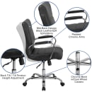 Flash Furniture GO-2286M-BK-GG Swivel Office Chair w/ Mid Back - Black LeatherSoft Upholstery thumbnail 6