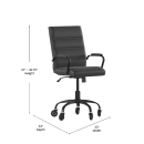 Flash Furniture GO-2286M-BK-BK-RLB-GG Swivel Office Chair w/ Mid Back - Black LeatherSoft Upholstery, Black thumbnail 2
