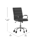 Flash Furniture GO-2286M-BK-RLB-GG Swivel Office Chair w/ Mid Back - Black LeatherSoft Upholstery, Chrome thumbnail 2