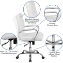 Flash Furniture GO-2286M-WH-GG Swivel Office Chair w/ Mid Back - White LeatherSoft Upholstery thumbnail 6