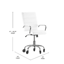Flash Furniture GO-2286M-WH-RLB-GG Swivel Office Chair w/ High Back - White LeatherSoft Upholstery, Chrome thumbnail 2
