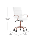 Flash Furniture GO-2286M-WH-RSGLD-RLB-GG Swivel Office Chair w/ High Back - White LeatherSoft Upholstery, Rose Gold thumbnail 2