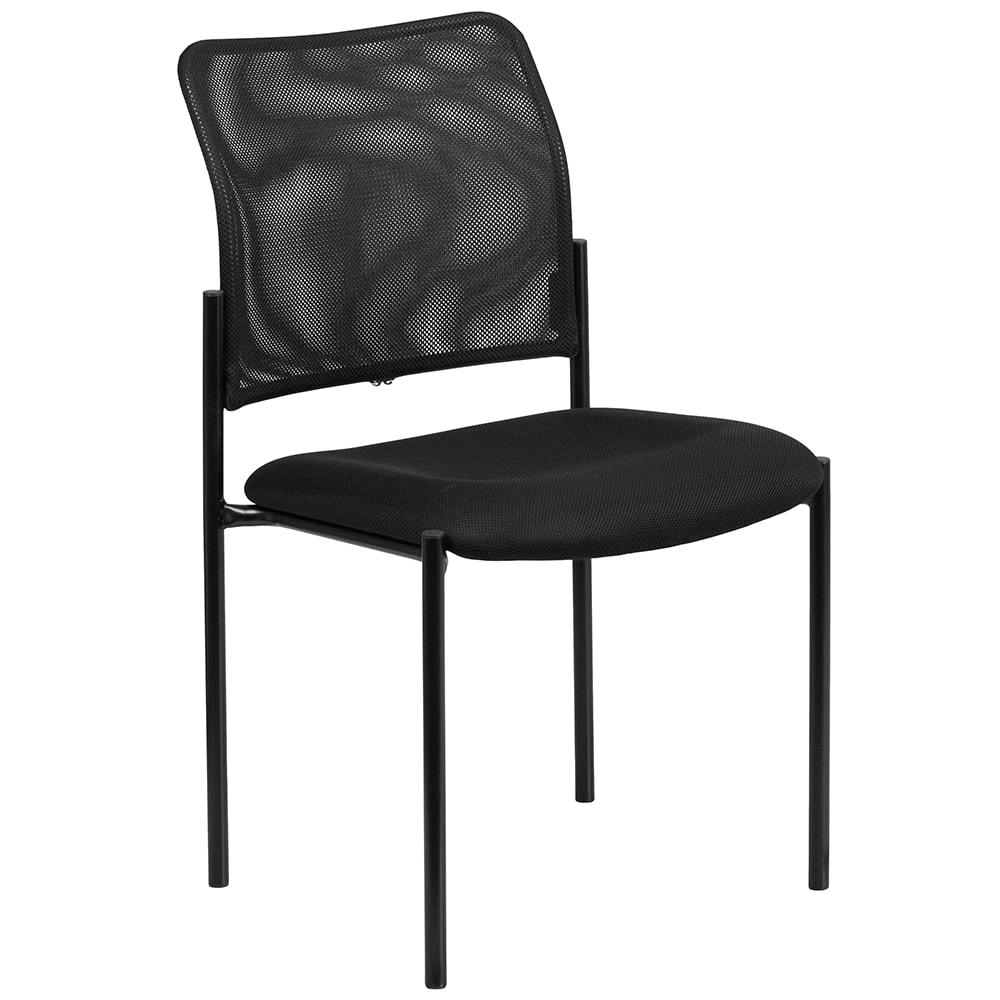 Flash Furniture GO-515-2-GG Stacking Side Chair - Black Mesh Back & Seat, Black Steel Frame