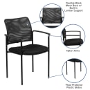 Flash Furniture GO-516-2-GG Stacking Side Arm Chair - Black Mesh Upholstery, Black Steel Frame thumbnail 6