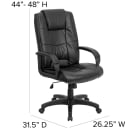 Flash Furniture GO-5301B-BK-LEA-GG Swivel Office Chair w/ High Back - Black LeatherSoft Upholstery thumbnail 2