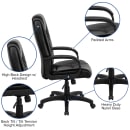 Flash Furniture GO-5301B-BK-LEA-GG Swivel Office Chair w/ High Back - Black LeatherSoft Upholstery thumbnail 6