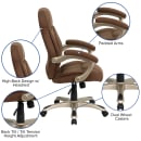 Flash Furniture GO-725-BN-GG Swivel Office Chair w/ High Back - Brown Microfiber Upholstery thumbnail 6