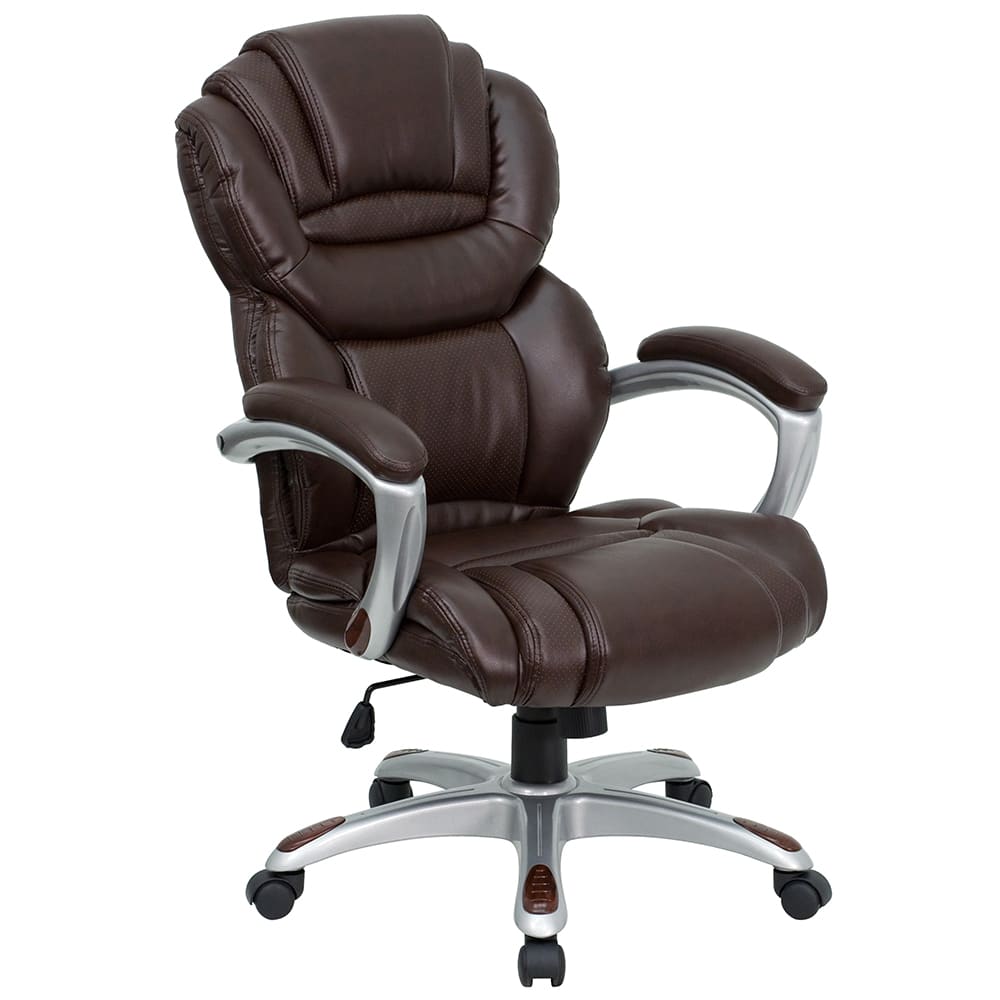 Flash Furniture GO-901-BN-GG Swivel Office Chair w/ High Back - Brown LeatherSoft Upholstery