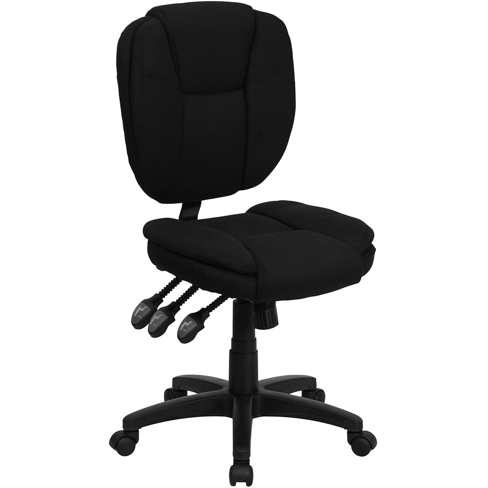 Flash Furniture GO-930F-BK-GG Swivel Office Chair w/ Mid Back - Black Fabric Upholstery