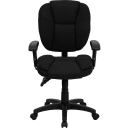 Flash Furniture GO-930F-BK-ARMS-GG Swivel Office Arm Chair w/ Mid Back - Black Fabric Upholstery thumbnail 4