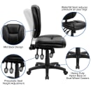 Flash Furniture GO-930F-BK-LEA-GG Swivel Office Chair w/ Mid Back - Black LeatherSoft Upholstery thumbnail 6