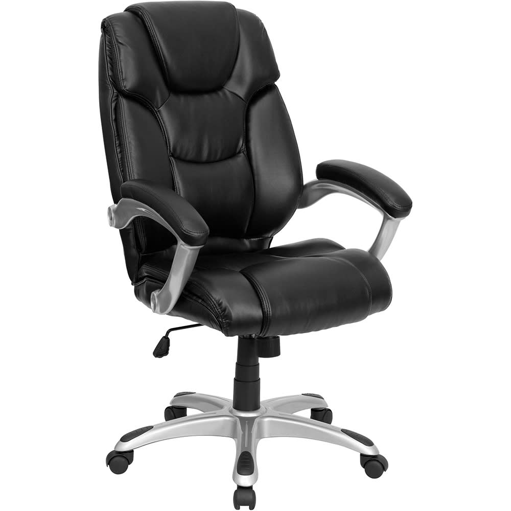Flash Furniture GO-931H-BK-GG Swivel Office Chair w/ High Back - Black LeatherSoft Upholstery
