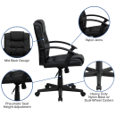 Flash Furniture GO-937M-BK-LEA-GG Swivel Office Chair w/ Mid Back - Black LeatherSoft Upholstery thumbnail 6