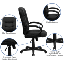 Flash Furniture GO-977-1-BK-LEA-GG Swivel Office Chair w/ Mid Back - Black LeatherSoft Upholstery thumbnail 6