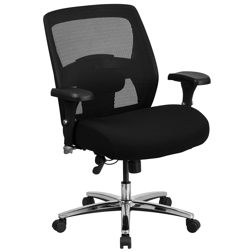 Flash Furniture GO-99-3-GG Swivel Big & Tall Office Chair w/ High Back - Black Mesh Back & Fabric Seat