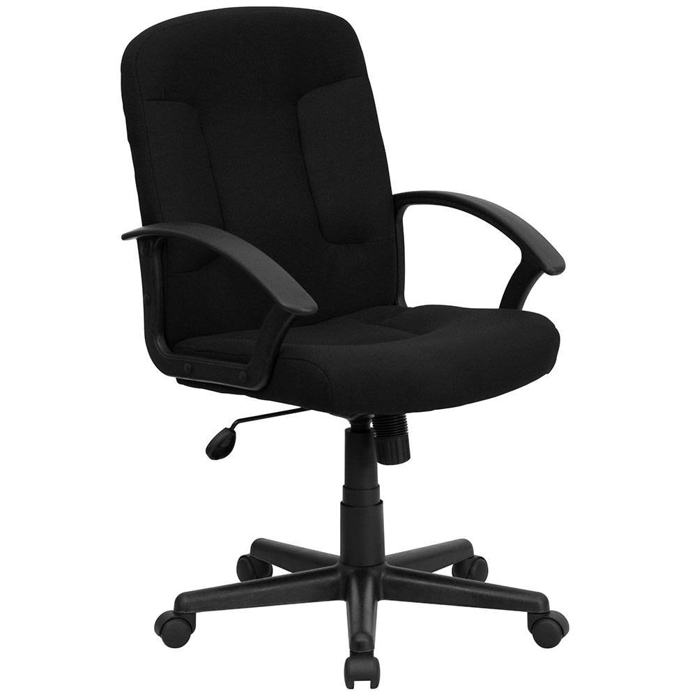 Flash Furniture GO-ST-6-BK-GG Swivel Office Chair w/ Mid Back - Black Fabric Upholstery