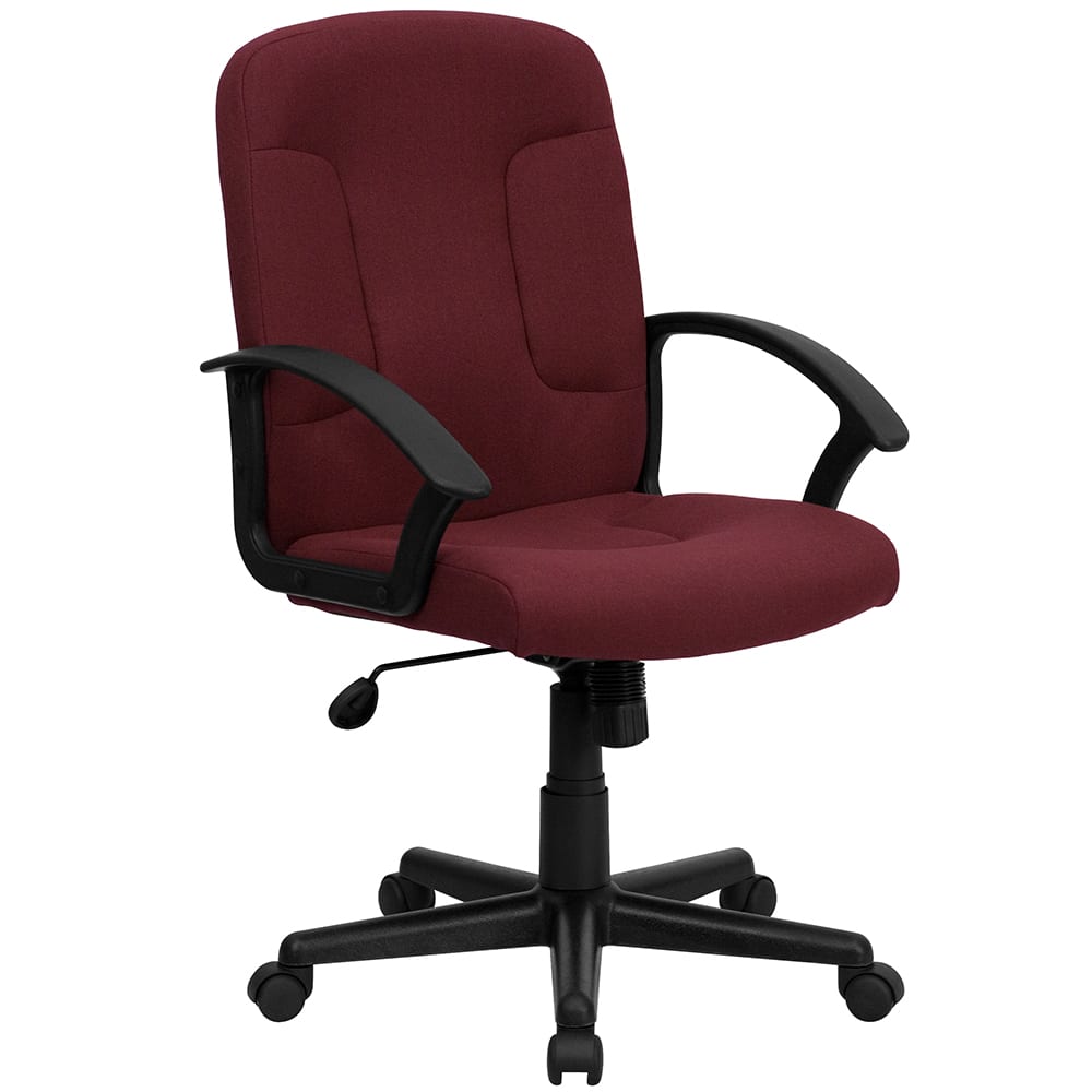 Flash Furniture GO-ST-6-BY-GG Swivel Office Chair w/ Mid Back - Burgundy Fabric Upholstery