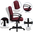 Flash Furniture GO-ST-6-BY-GG Swivel Office Chair w/ Mid Back - Burgundy Fabric Upholstery thumbnail 6