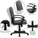Flash Furniture GO-ST-6-GY-GG Swivel Office Chair w/ Mid Back - Gray Fabric Upholstery thumbnail 6