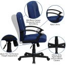 Flash Furniture GO-ST-6-NVY-GG Swivel Office Chair w/ Mid Back - Navy Blue Polyester Upholstery thumbnail 6