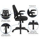 Flash Furniture GO-WY-82-GG Swivel Office Chair w/ Mid Back - Black Mesh Back & Seat thumbnail 6