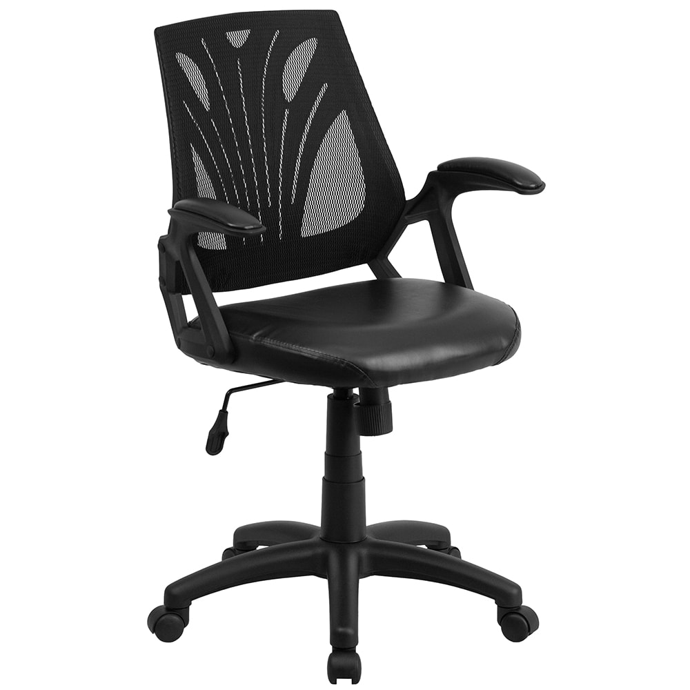 Flash Furniture GO-WY-82-LEA-GG Swivel Office Chair w/ Mid Back - Black LeatherSoft Upholstery