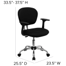 Flash Furniture H-2376-F-BK-ARMS-GG Swivel Office Arm Chair w/ Mid Back - Black Mesh Back & Seat thumbnail 2