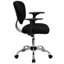 Flash Furniture H-2376-F-BK-ARMS-GG Swivel Office Arm Chair w/ Mid Back - Black Mesh Back & Seat thumbnail 3