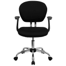 Flash Furniture H-2376-F-BK-ARMS-GG Swivel Office Arm Chair w/ Mid Back - Black Mesh Back & Seat thumbnail 5