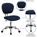 Flash Furniture H-2376-F-NAVY-GG Swivel Office Chair w/ Mid Back - Navy Blue Mesh Back & Seat thumbnail 6