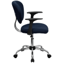 Flash Furniture H-2376-F-NAVY-ARMS-GG Swivel Office Arm Chair w/ Mid Back - Navy Blue Mesh Back & Seat thumbnail 2