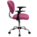 Flash Furniture H-2376-F-PINK-ARMS-GG Swivel Office Arm Chair w/ Mid Back - Pink Mesh Back & Seat thumbnail 2