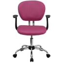 Flash Furniture H-2376-F-PINK-ARMS-GG Swivel Office Arm Chair w/ Mid Back - Pink Mesh Back & Seat thumbnail 4