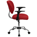 Flash Furniture H-2376-F-RED-ARMS-GG Swivel Office Arm Chair w/ Mid Back - Red Mesh Back & Seat thumbnail 2