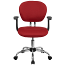 Flash Furniture H-2376-F-RED-ARMS-GG Swivel Office Arm Chair w/ Mid Back - Red Mesh Back & Seat thumbnail 4