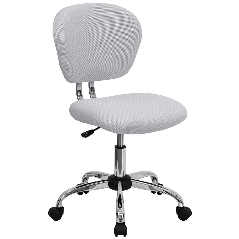 Flash Furniture H-2376-F-WHT-GG Swivel Office Chair w/ Mid Back - White Mesh Back & Seat
